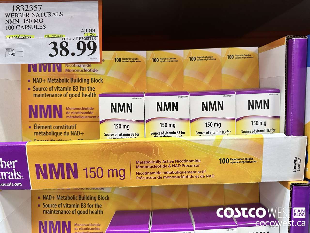 1832357 WEBBER NATURALS NMN 150MG 100 CAPSULES ($11.00 INSTANT SAVINGS EXPIRES ON 2025-06-08) $38.99