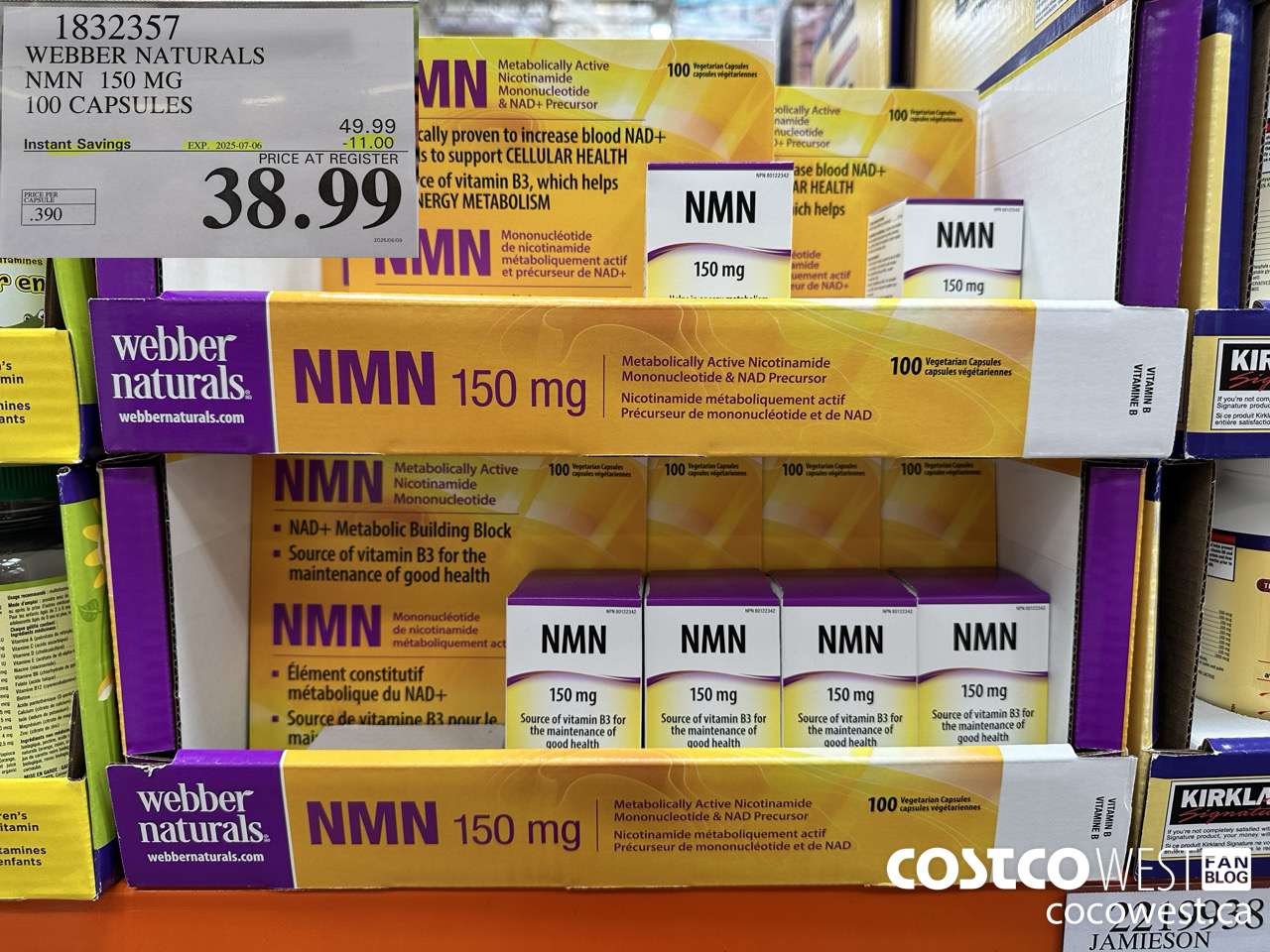 1832357 WEBBER NATURALS NMN 150MG 100 CAPSULES ($11.00 INSTANT SAVINGS EXPIRES ON 2025-07-06) $38.99