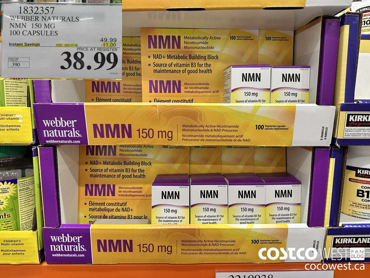 1832357 WEBBER NATURALS NMN 150MG 100 CAPSULES ($11.00 INSTANT SAVINGS EXPIRES ON 2025-07-06) $38.99