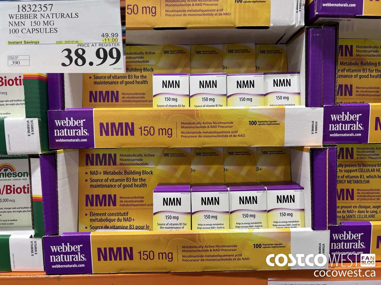 1832357 WEBBER NATURALS NMN 150MG 100 CAPSULES ($11.00 INSTANT SAVINGS EXPIRES ON 2025-07-06) $38.99