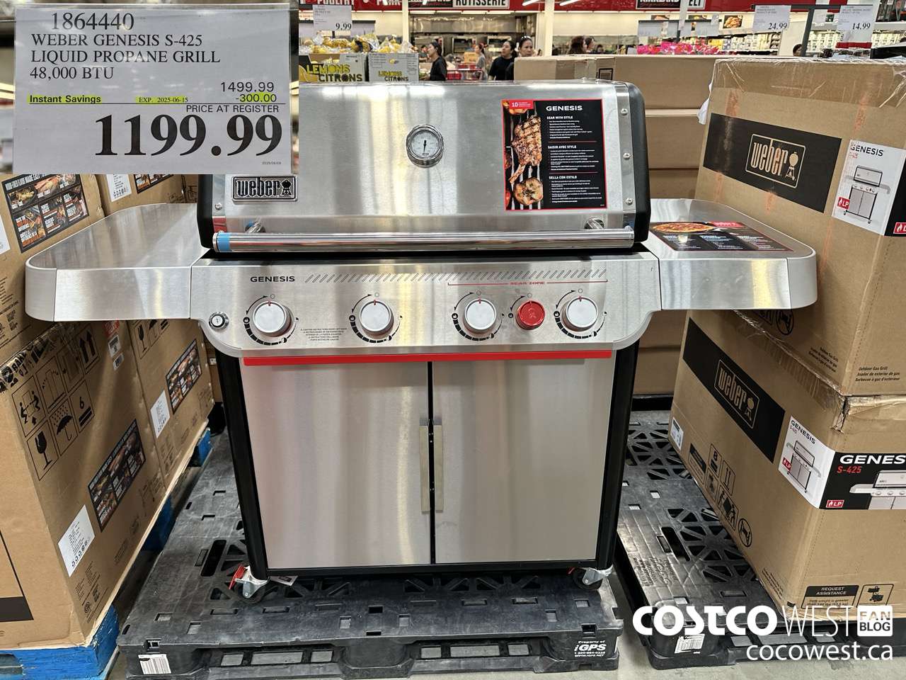 1864440 WEBER GENESIS S-425 LIQUID PROPANE GRILL 48,000 BTU ($300.00 INSTANT SAVINGS EXPIRES ON 2025-06-15) $1199.99