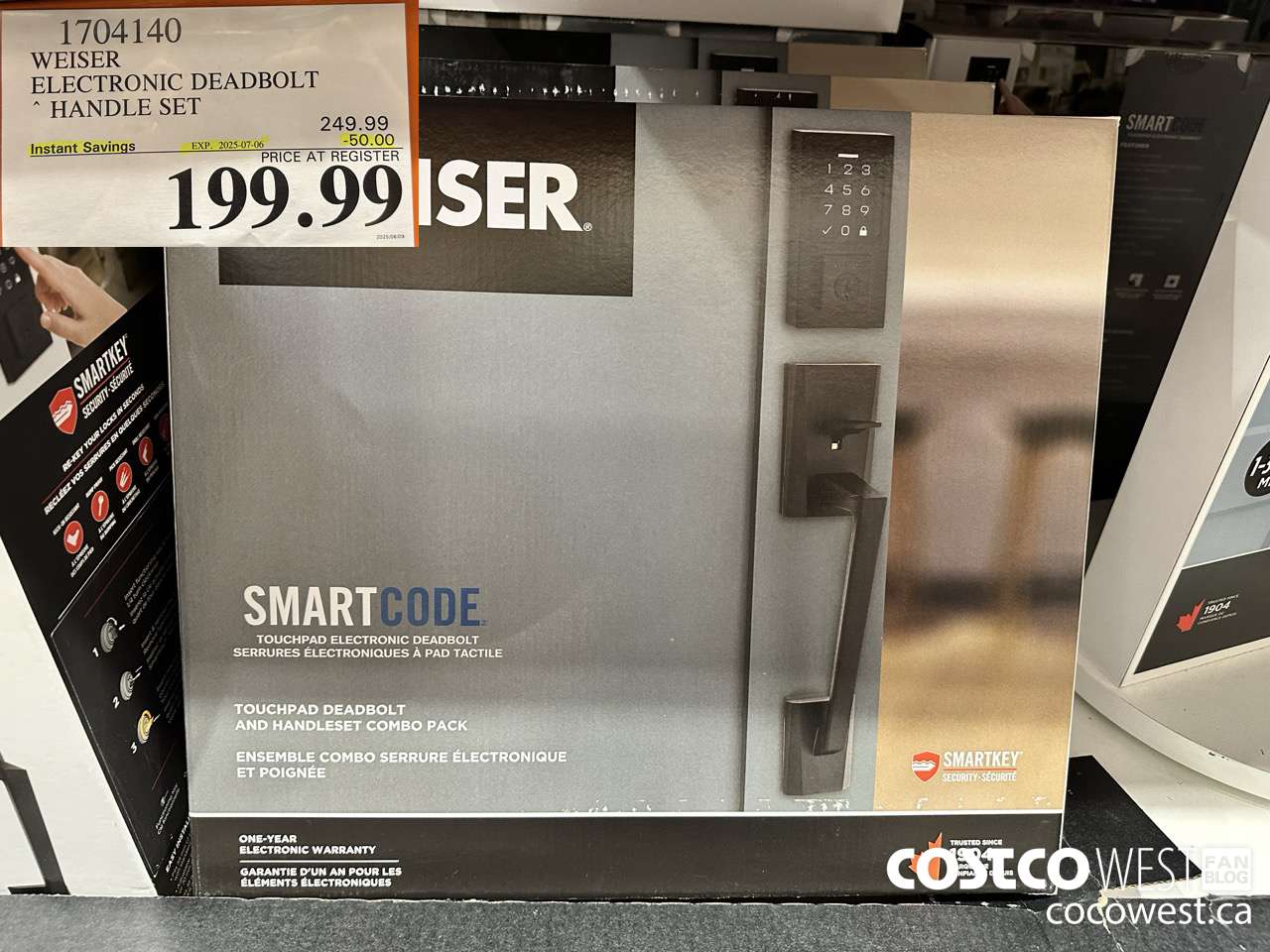 1704140 WEISER ELECTRONIC DEADBOLT HANDLE SET ($50.00 INSTANT SAVINGS EXPIRES ON 2025-07-06) $199.99