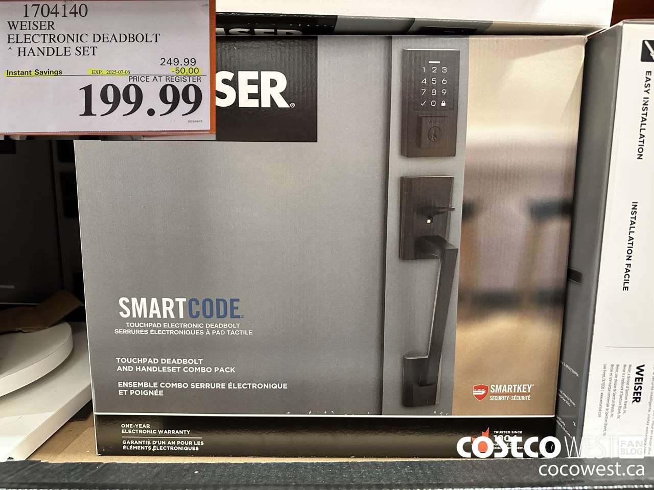 1704140 WEISER ELECTRONIC DEADBOLT HANDLE SET ($50.00 INSTANT SAVINGS EXPIRES ON 2025-07-06) $199.99