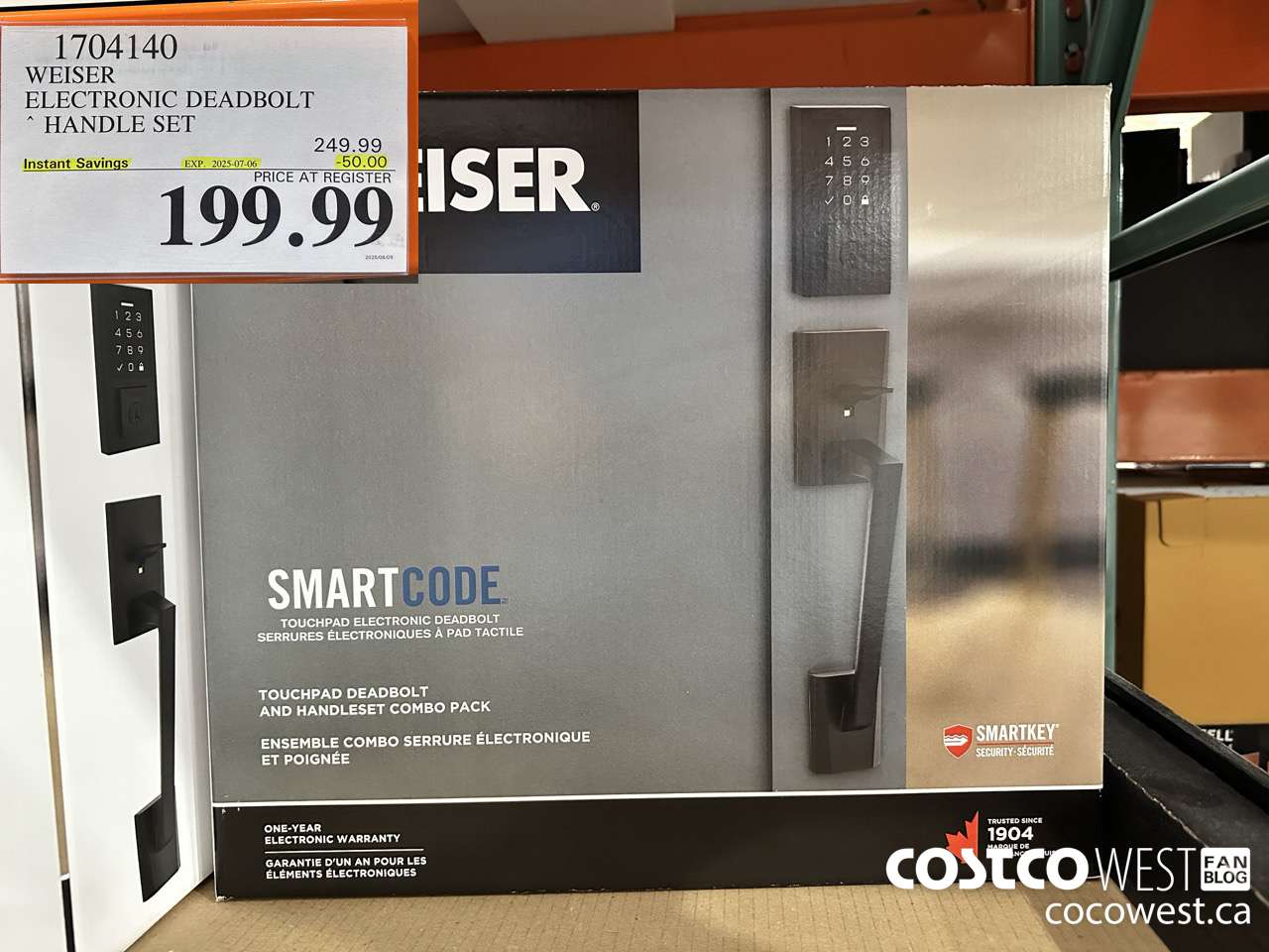 1704140 WEISER ELECTRONIC DEADBOLT HANDLE SET ($50.00 INSTANT SAVINGS EXPIRES ON 2025-07-06) $199.99