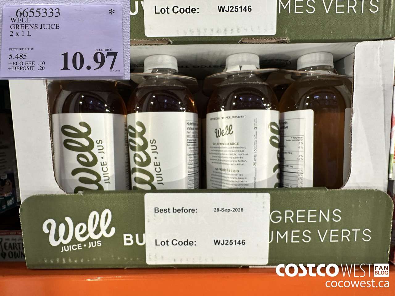6655333 WELL GREENS JUICE 2 X 1 L $10.97
