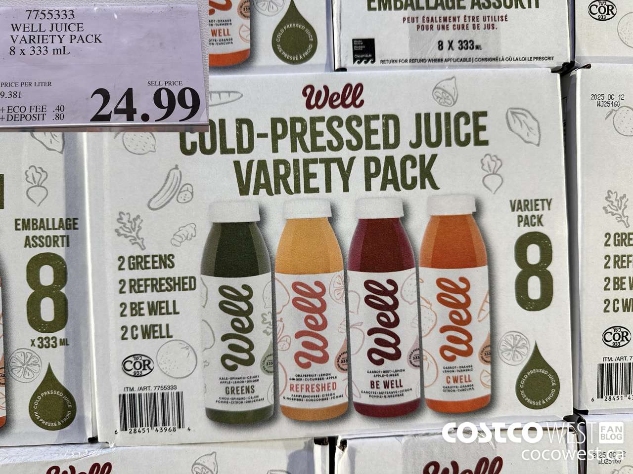 7755333 WELL JUICE VARIETY PACK 8 X 333ML $24.99