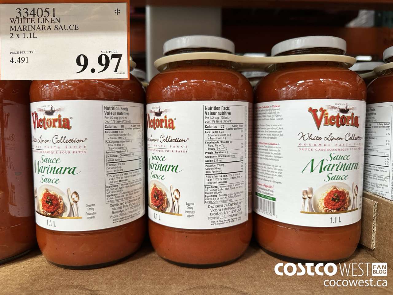 334051 WHITE LINEN MARINARA SAUCE 2 x 1.1L $9.97