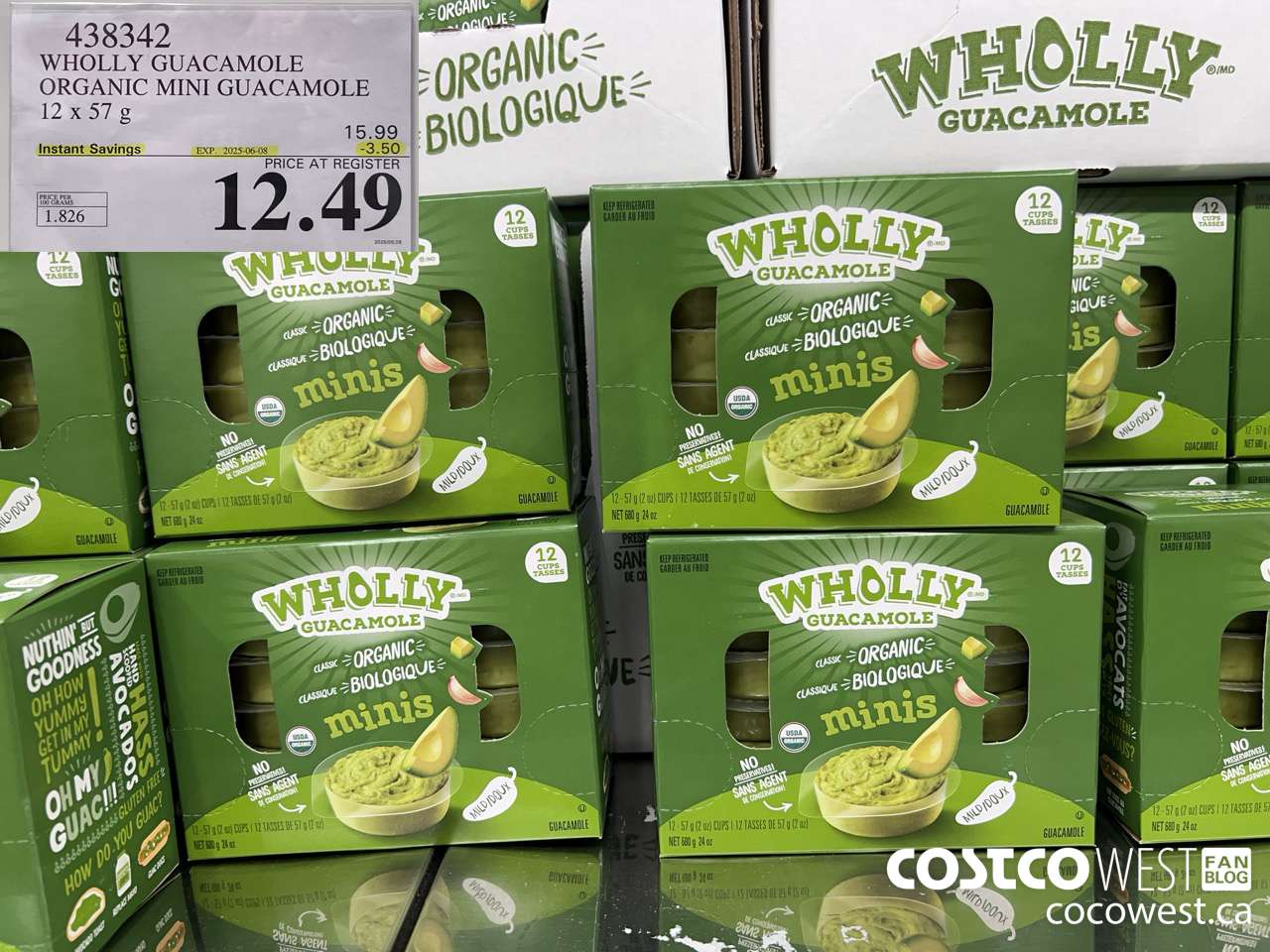 438342 WHOLLY GUACAMOLE ORGANIC MINI GUACAMOLE 12 x 57 g ($3.50 INSTANT SAVINGS EXPIRES ON 2025-06-08) $12.49