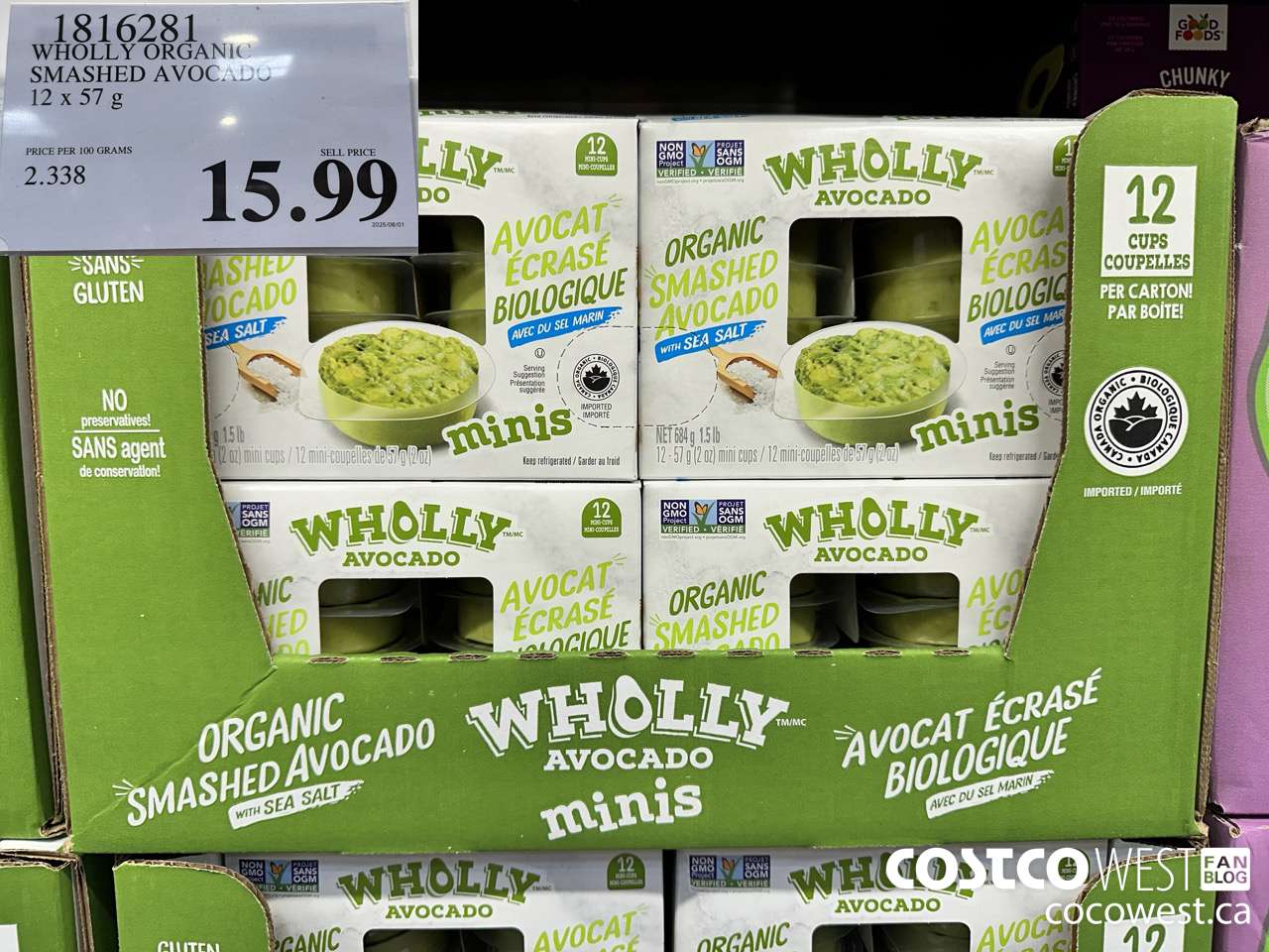 1816281 WHOLLY ORGANIC SMASHED AVOCADO 12 X 57G $15.99