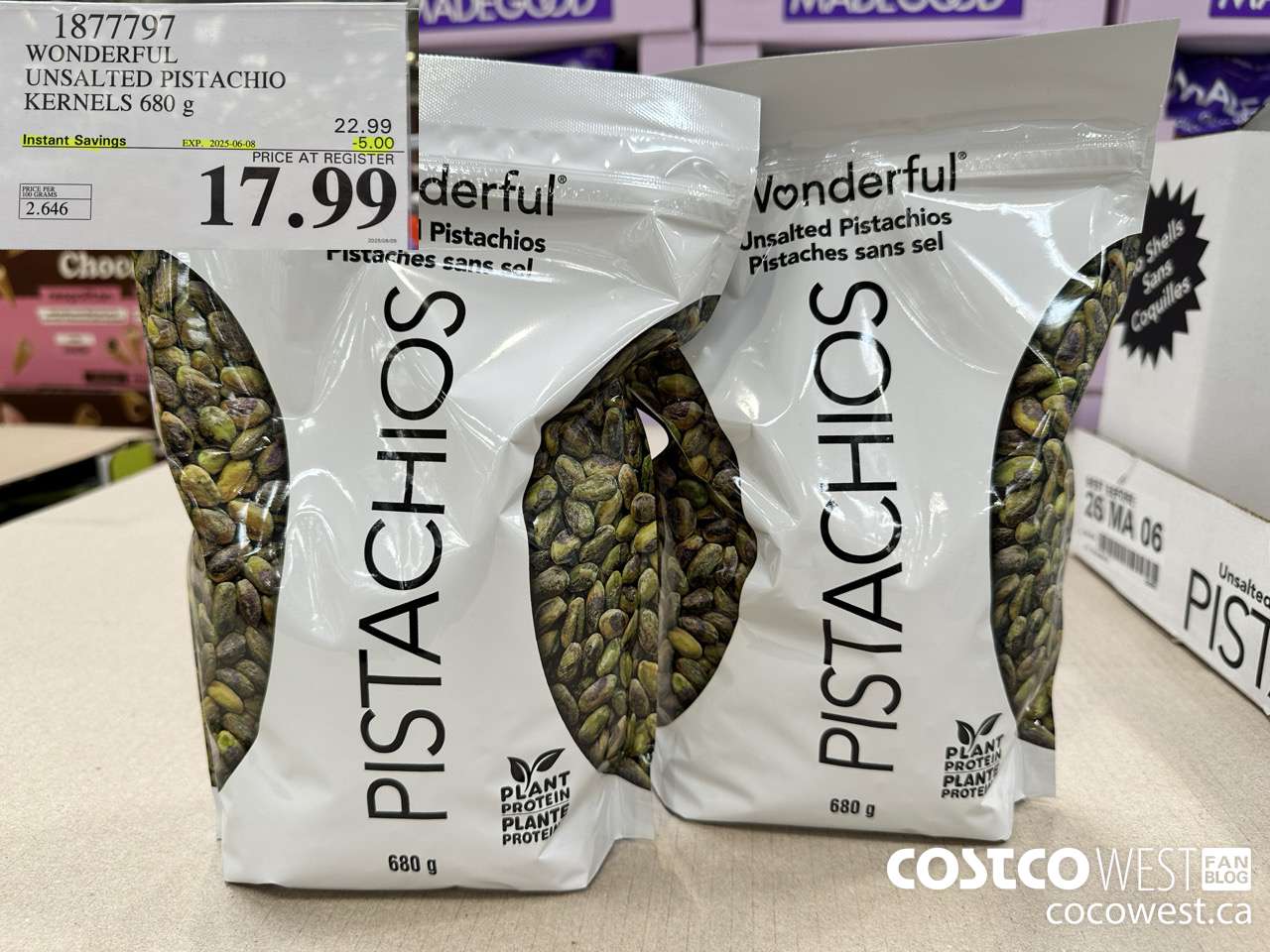 1877797 WONDERFUL UNSALTED PISTACHIO KERNELS 680G ($5.00 INSTANT SAVINGS EXPIRES ON 2025-06-08) $17.99