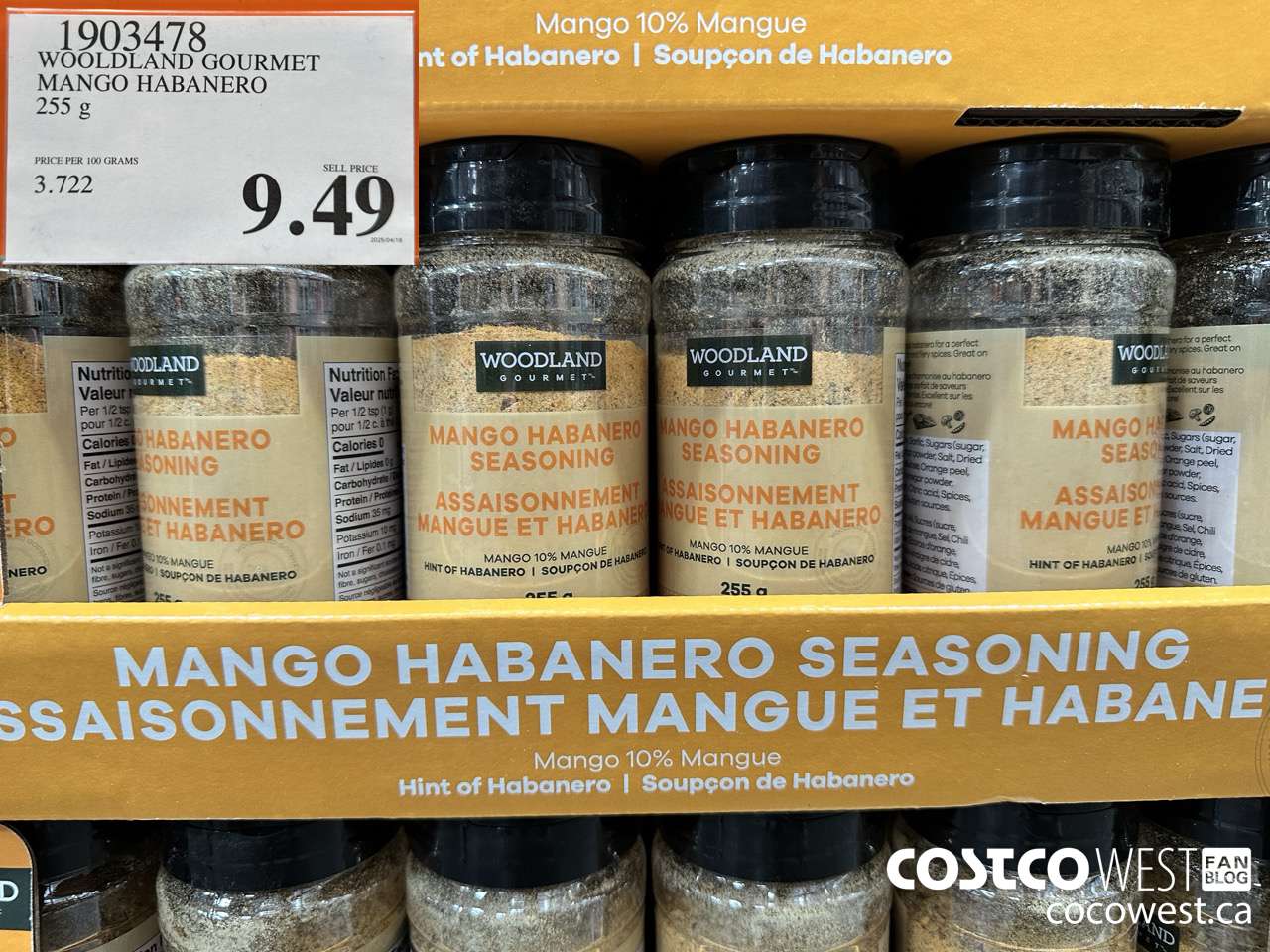 1903478 WOOLDLAND GOURMET MANGO HABANERO 255G $9.49