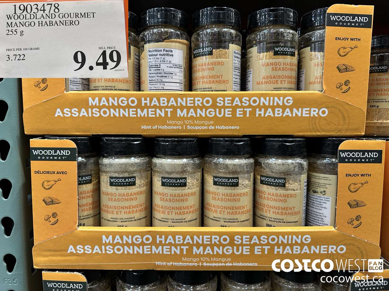 1903478 WOOLDLAND GOURMET MANGO HABANERO 255G $9.49