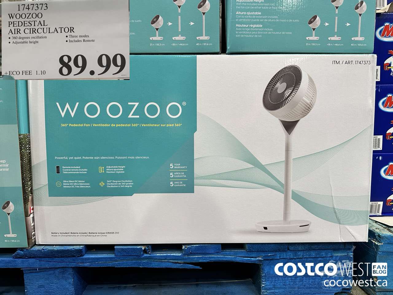 1747373 WOOZOO PEDESTAL AIR CIRCULATOR $89.99