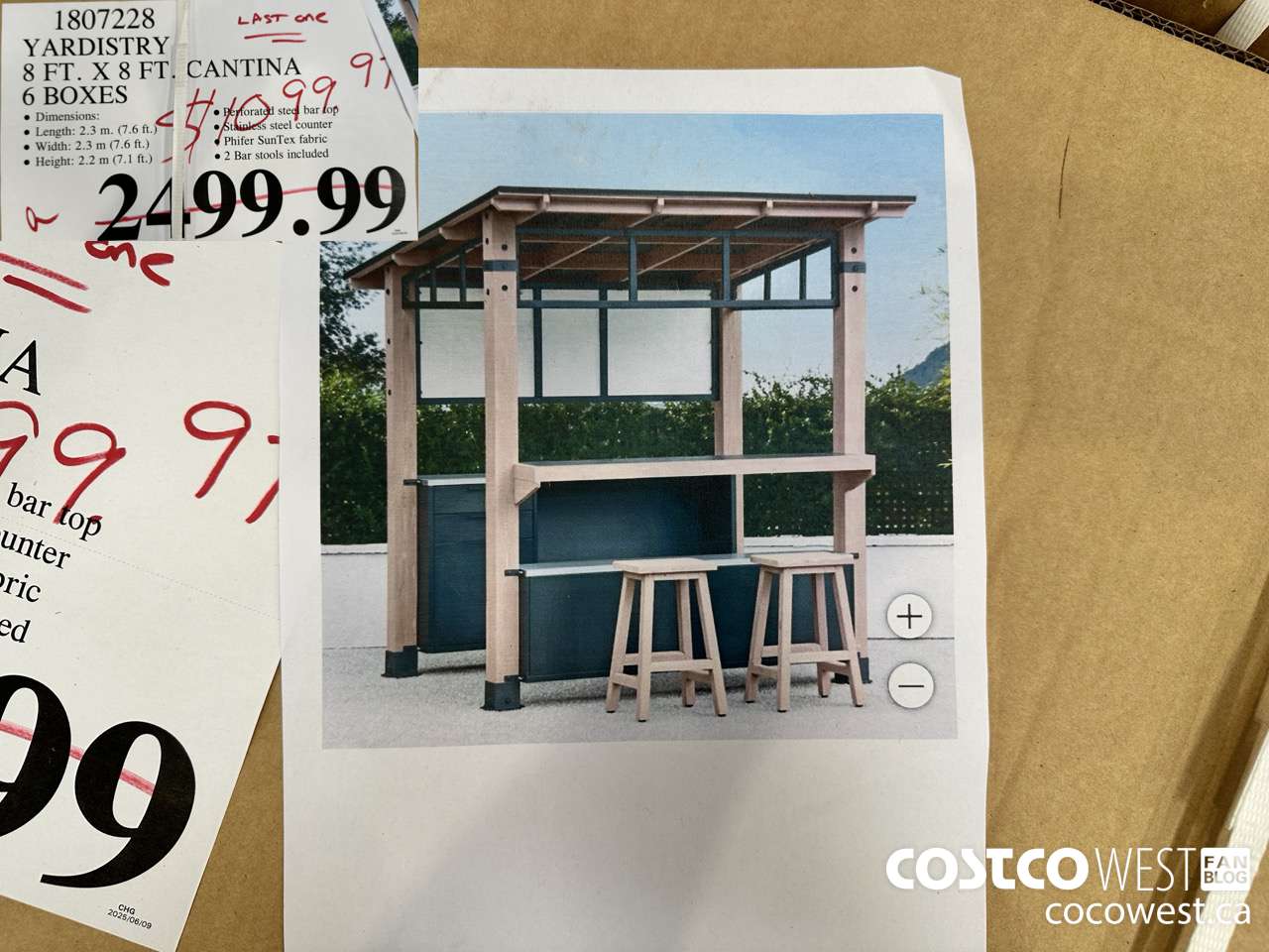 1807228 YARDISTRY 8 FT. X 8 FT. CANTINA 6 BOXES  $1099.97