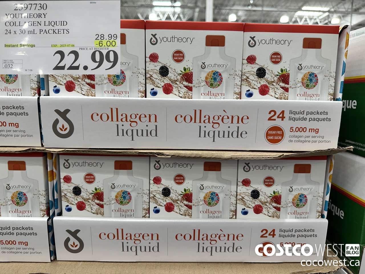 2597730 YOUTHEORY LIQUID COLLAGEN 24 X 30ML POUCHES ($6.00 INSTANT SAVINGS EXPIRES ON 2025-07-06) $22.99