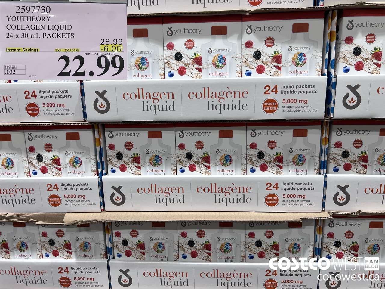 2597730 YOUTHEORY LIQUID COLLAGEN 24 X 30ML POUCHES ($6.00 INSTANT SAVINGS EXPIRES ON 2025-07-06) $22.99