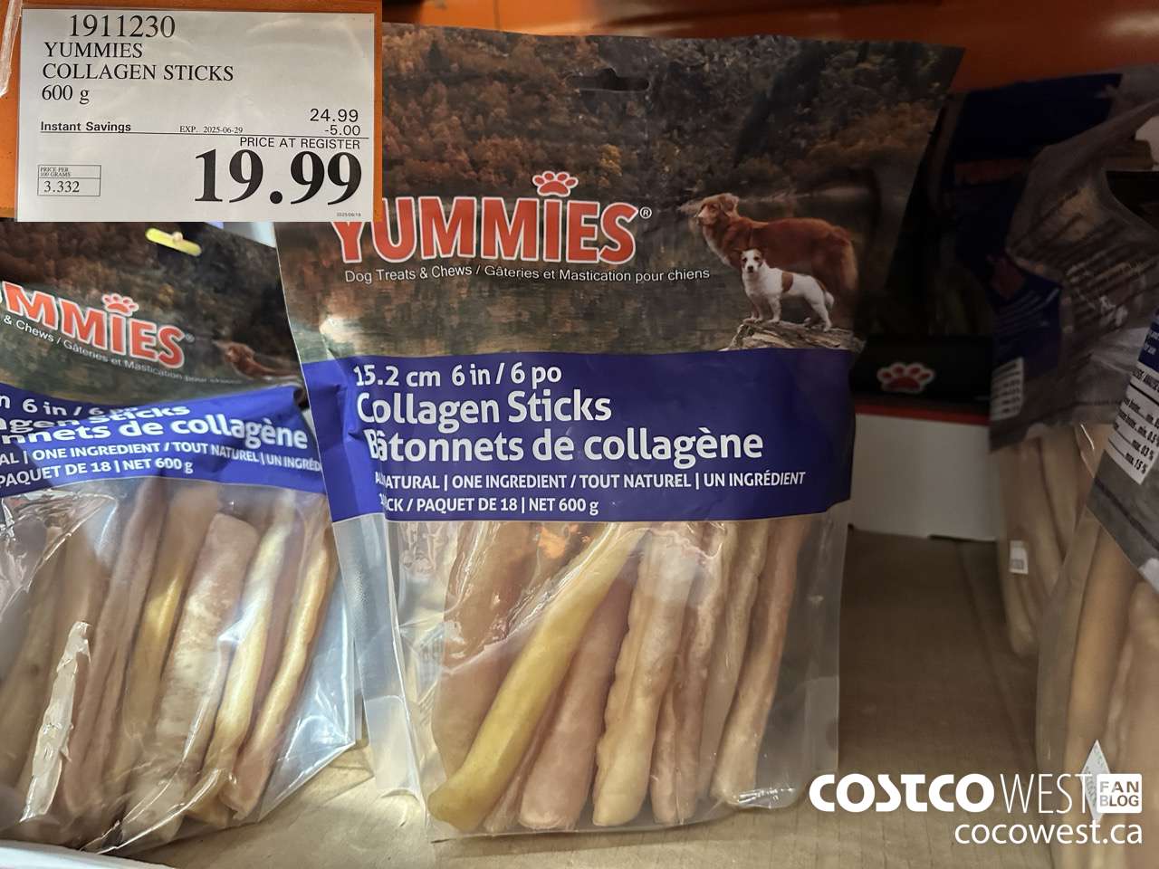 1911230 YUMMIES GOLLAGEN STICKS 600G ($5.00 INSTANT SAVINGS EXPIRES ON 2025-06-29) $19.99