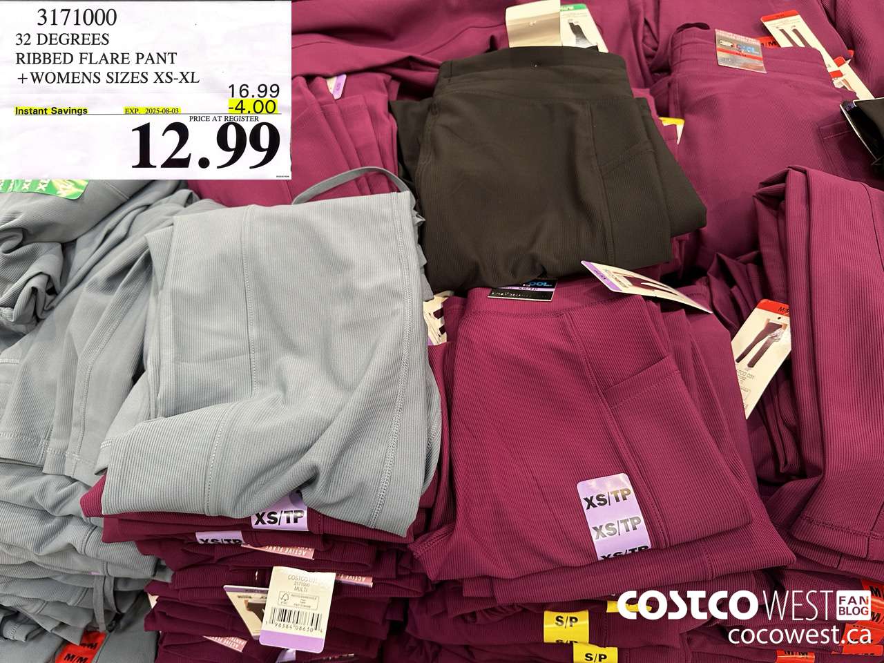 3171000 32 DEGREES RIBBED FLARE PANT WOMENS SIZES XS-XL ($4.00 INSTANT SAVINGS EXPIRES ON 2025-08-03) $12.99