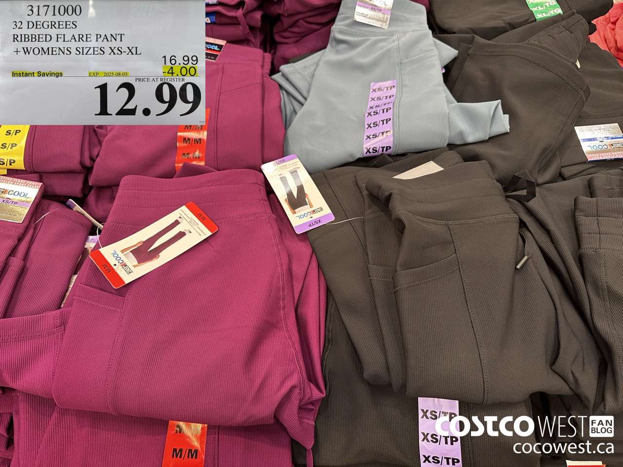 3171000 32 DEGREES RIBBED FLARE PANT WOMENS SIZES XS-XL ($4.00 INSTANT SAVINGS EXPIRES ON 2025-08-03) $12.99