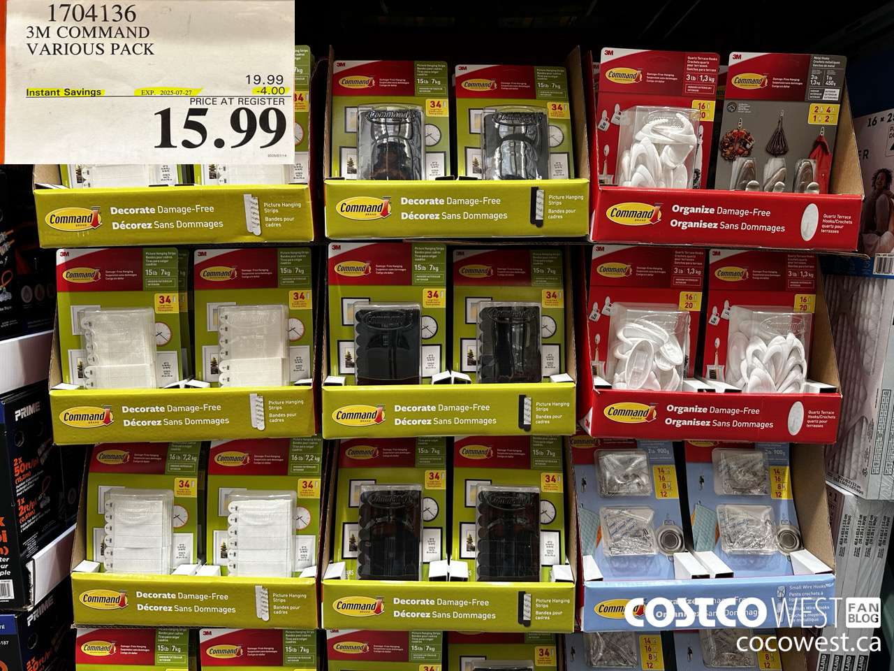 1704136 3M COMMAND VARIOUS PACK ($4.00 INSTANT SAVINGS EXPIRES ON 2025-07-27) $15.99