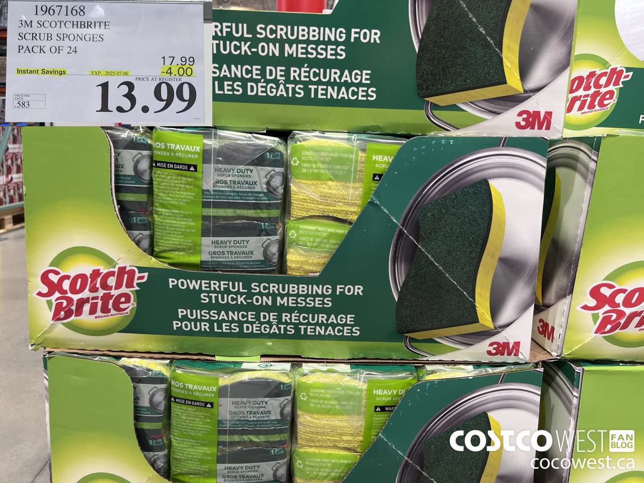 1967168 3M SCOTCHBRITE SCRUB SPONGES PACK OF 24 ($4.00 INSTANT SAVINGS EXPIRES ON 2025-07-06) $13.99