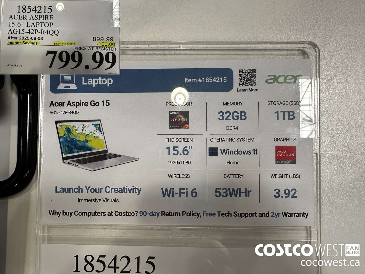 1854215 ACER ASPIRE 15.6