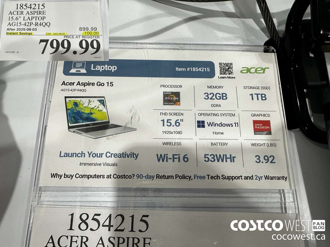 1854215 ACER ASPIRE 15.6