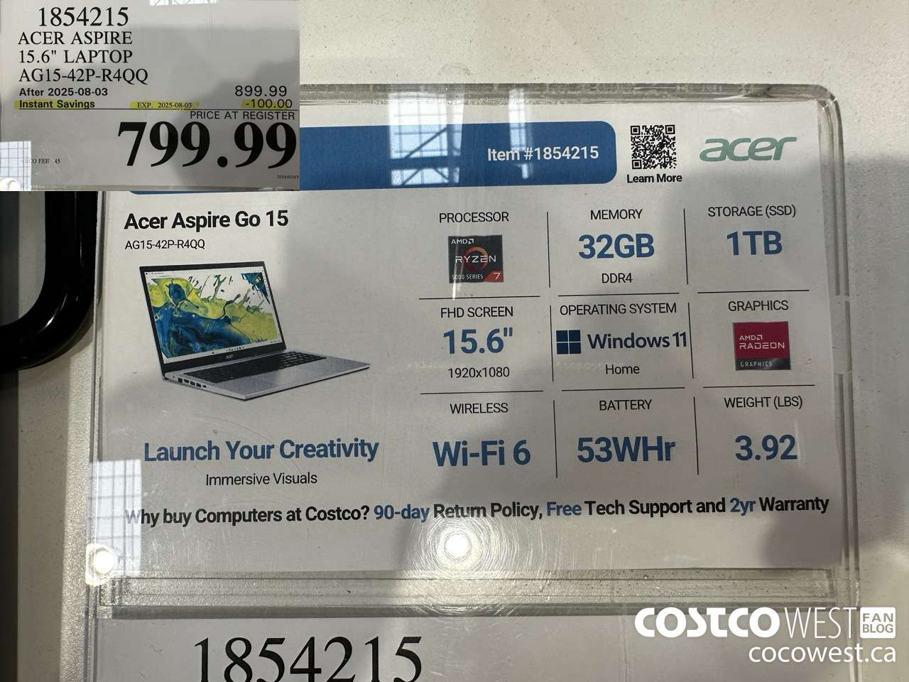 1854215 ACER ASPIRE 15.6