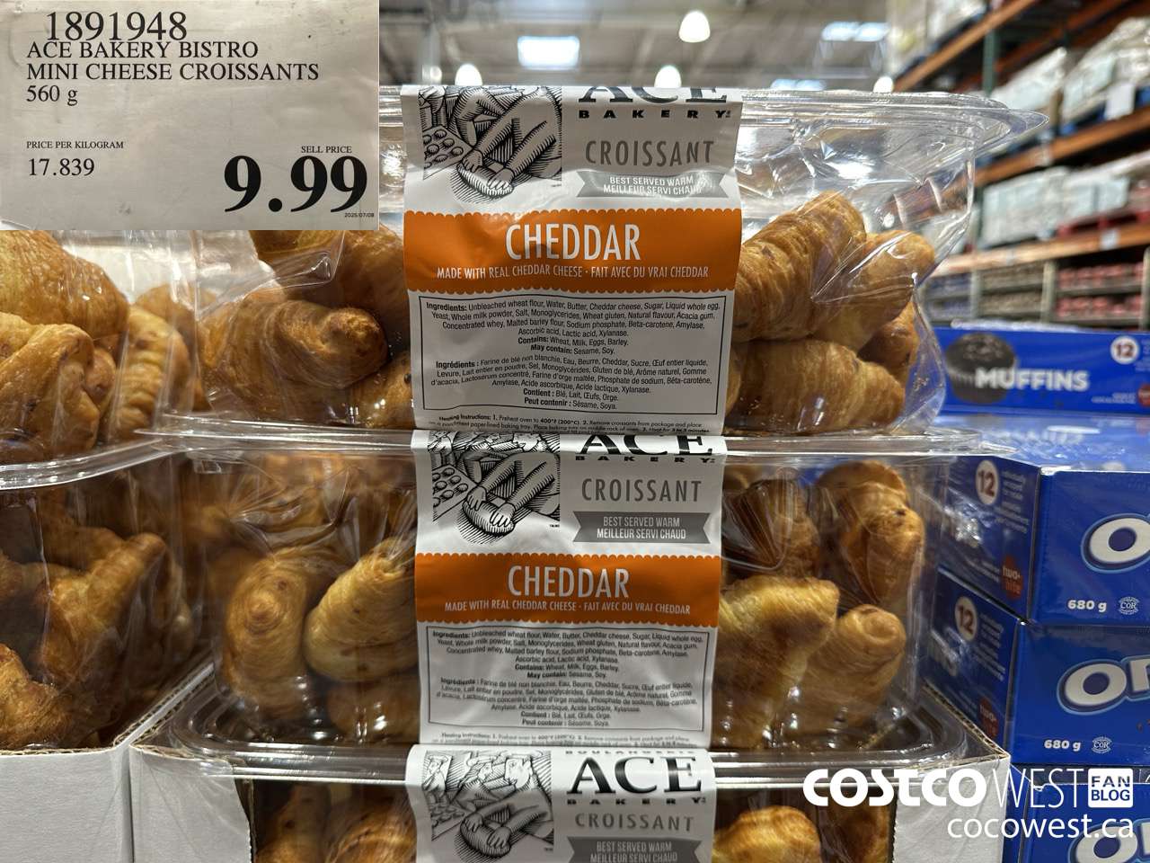 1891948 ACE BAKERY BISTRO MINI CHEESE CROISSANTS 560G $9.99