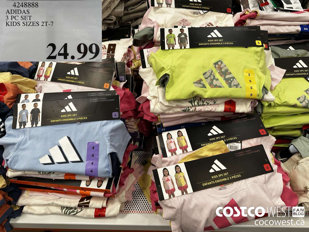 4248888 ADIDAS 3 PC SET KIDS SIZES 2T-7 $24.99