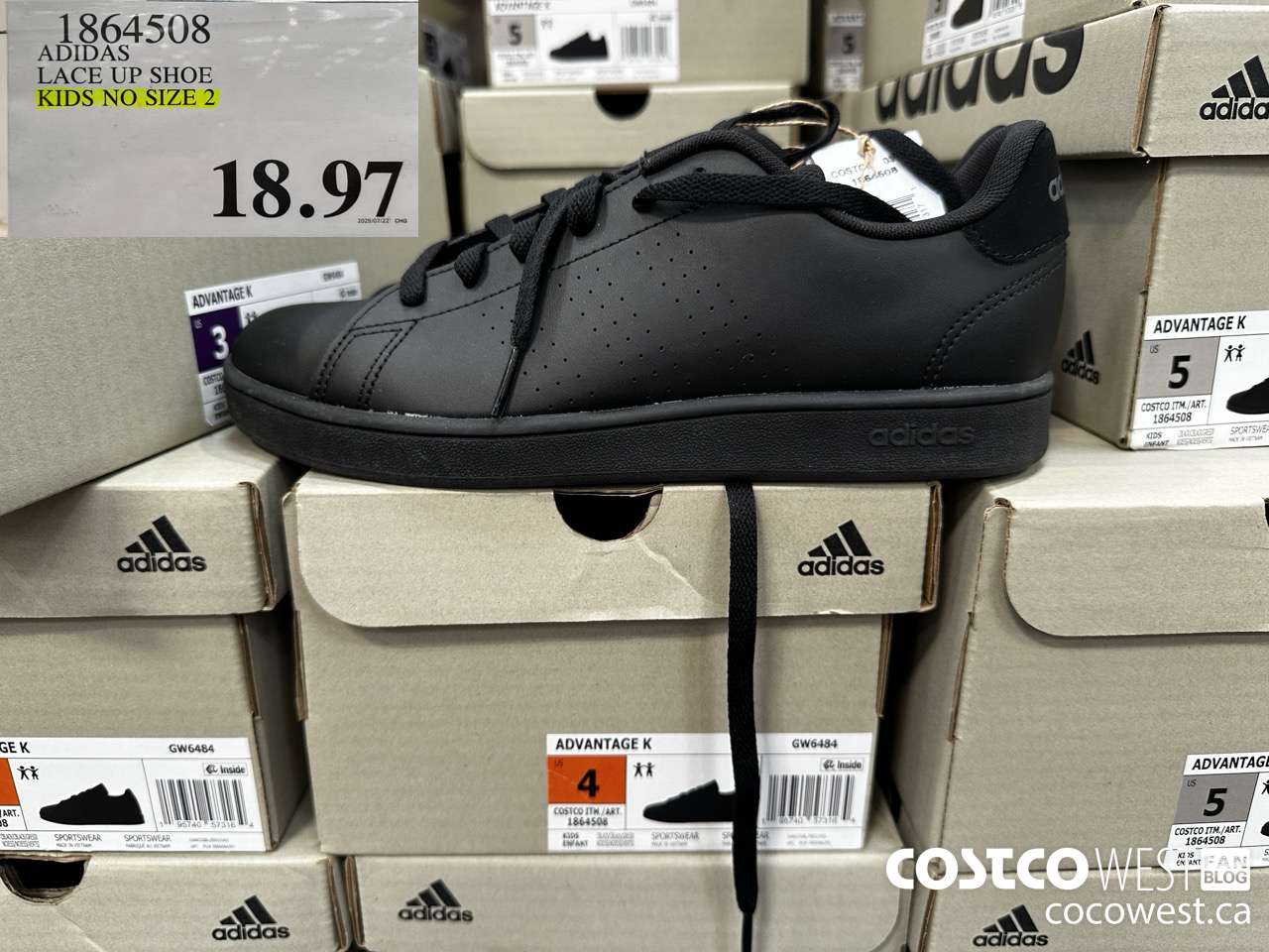 1864508 ADIDAS LACE UP SHOE KIDS NO SIZE 2 $18.97