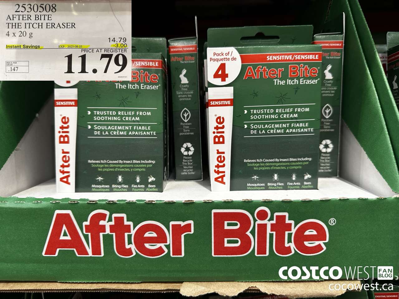 2530508 AFTERBITE SENSITIVE INSECT BITE TREATMENT KIT 4 PACK ($3.00 INSTANT SAVINGS EXPIRES ON 2025-08-03) $11.79