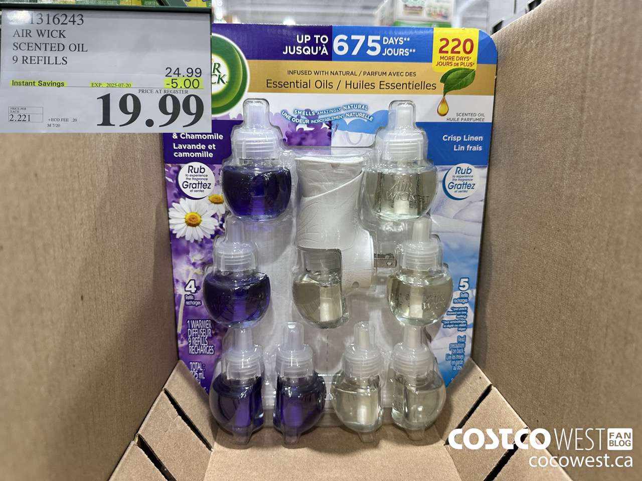 1316243 AIR WICK SCENTED OIL 9 REFILLS ($5.00 INSTANT SAVINGS EXPIRES ON 2025-07-20) $19.99