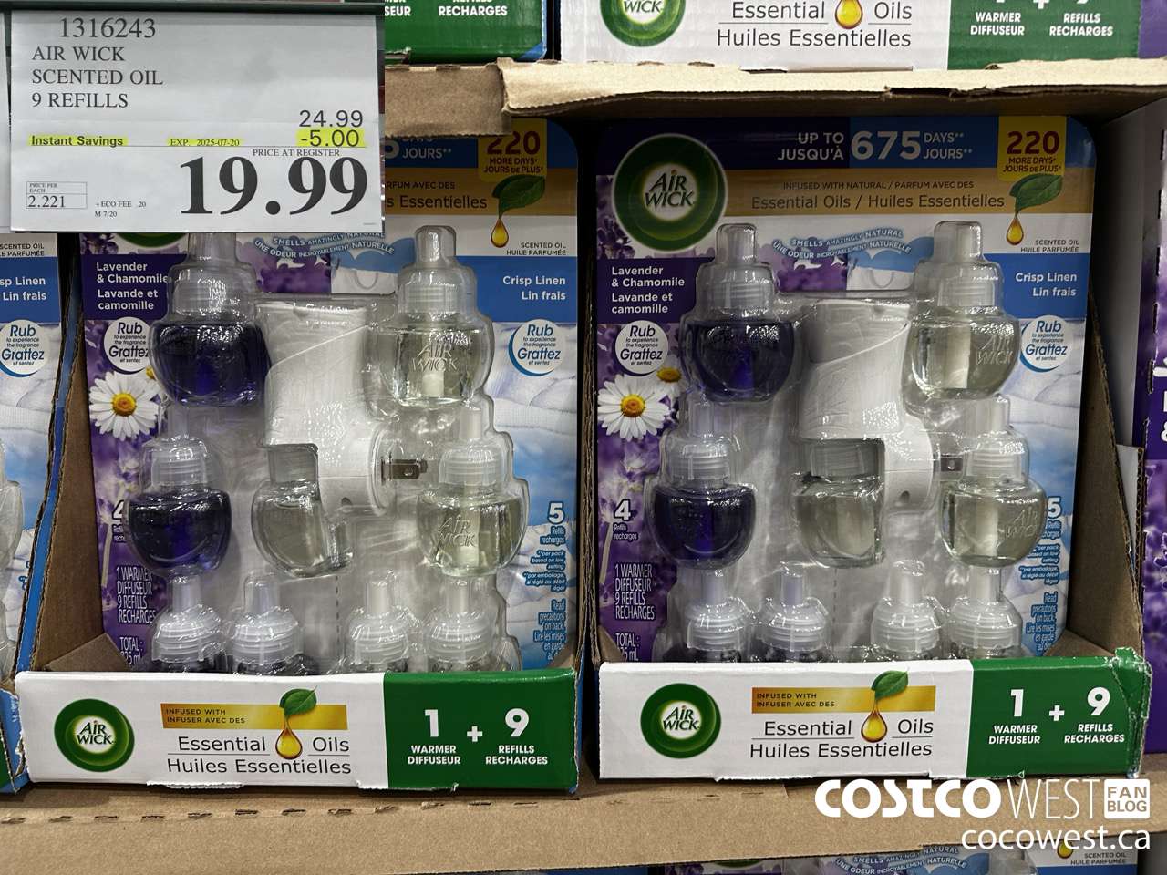 1316243 AIR WICK SCENTED OIL 9 REFILLS ($5.00 INSTANT SAVINGS EXPIRES ON 2025-07-20) $19.99