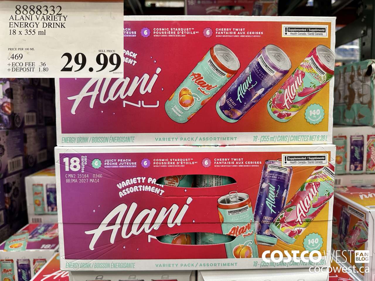 8888332 ALANI VARIETY ENERGY DRINK 18X355ML $29.99