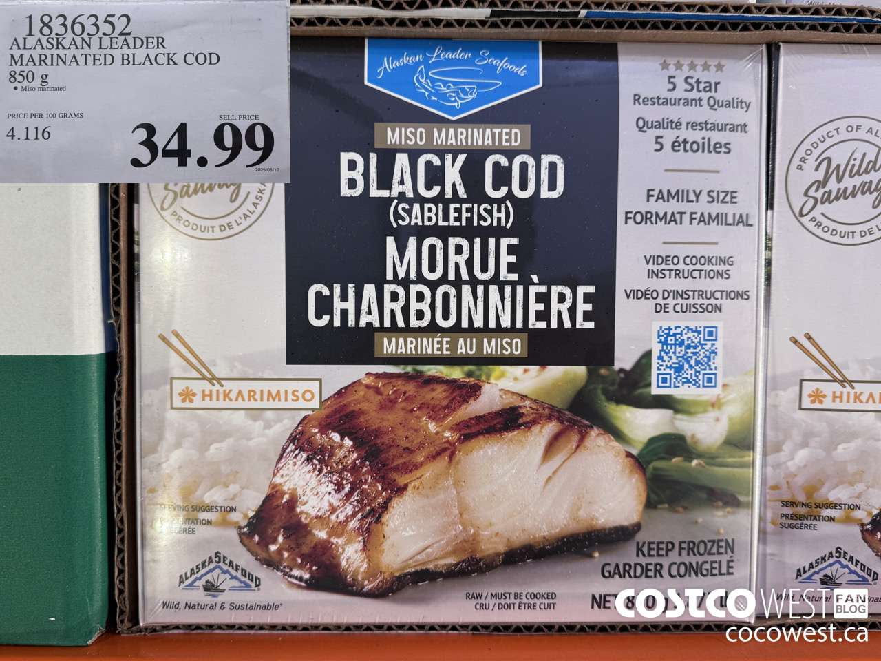 1836352 ALASKAN LEADER MARINATED BLACK COD 850G $34.99