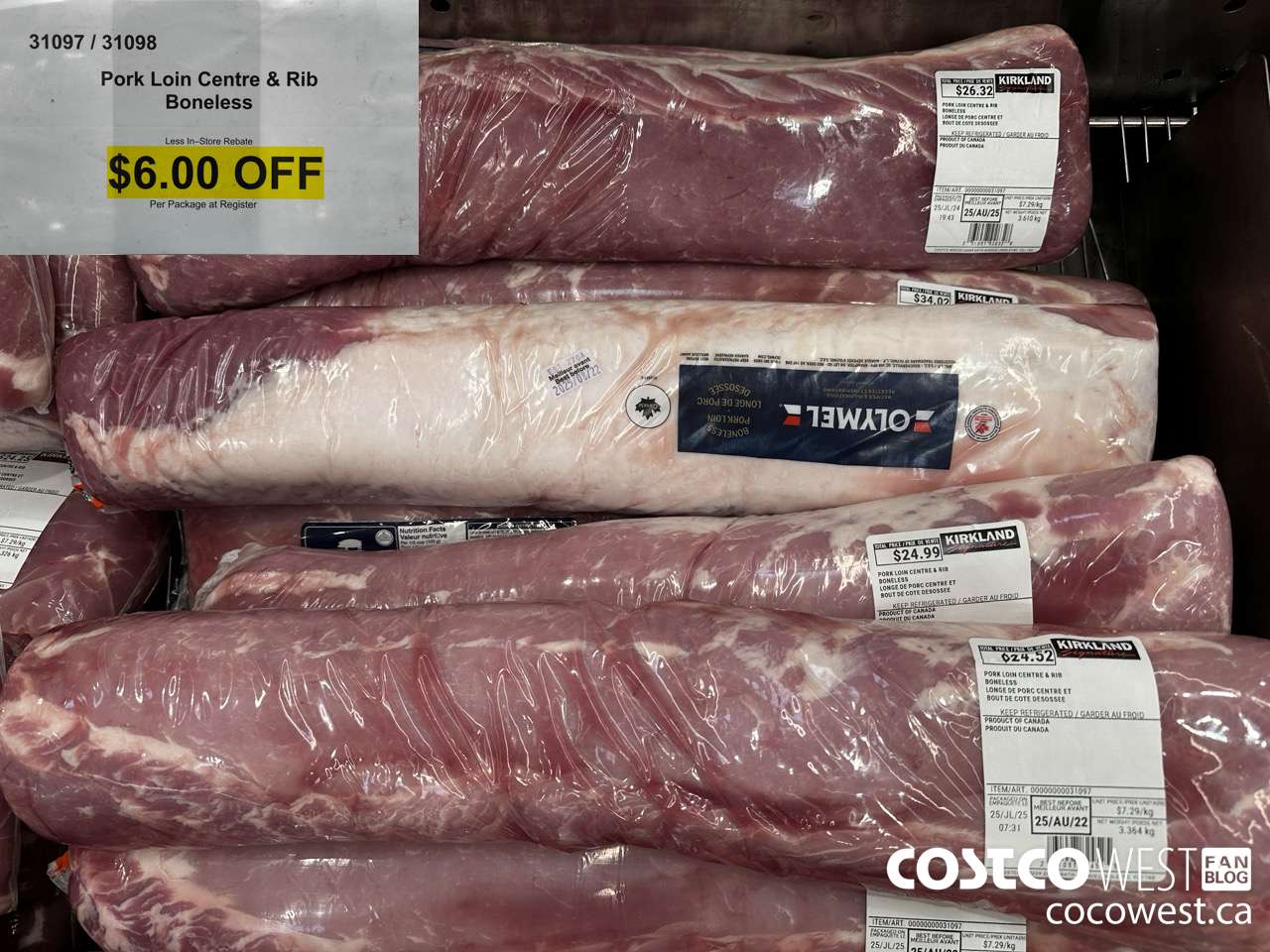 31097 (ALSO 31098) Boneless Pork Loin (Whole) ($6.00 INSTANT SAVINGS)
