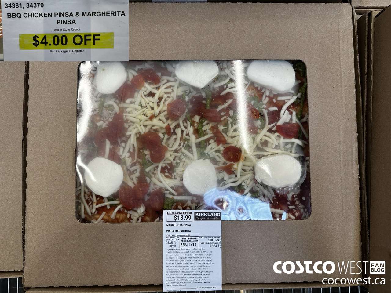 34381 (ALSO 34379) BBQ CHICKEN PINSA & MARGHERITA PINSA ($4.00 INSTANT SAVINGS) $18.99