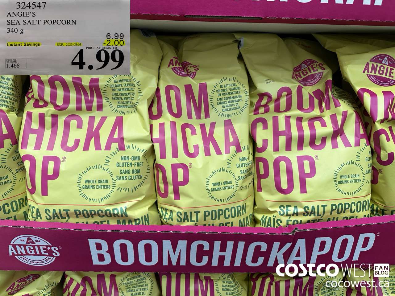 324547 ANGIE'S SEA SALT POPCORN 340 G ($2.00 INSTANT SAVINGS EXPIRES ON 2025-08-03) $4.99