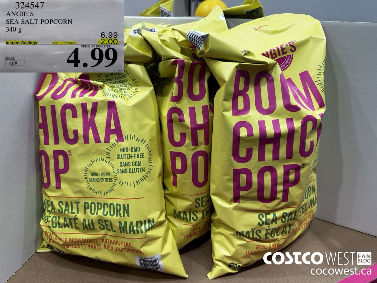 324547 ANGIE'S SEA SALT POPCORN 340 G ($2.00 INSTANT SAVINGS EXPIRES ON 2025-08-03) $4.99