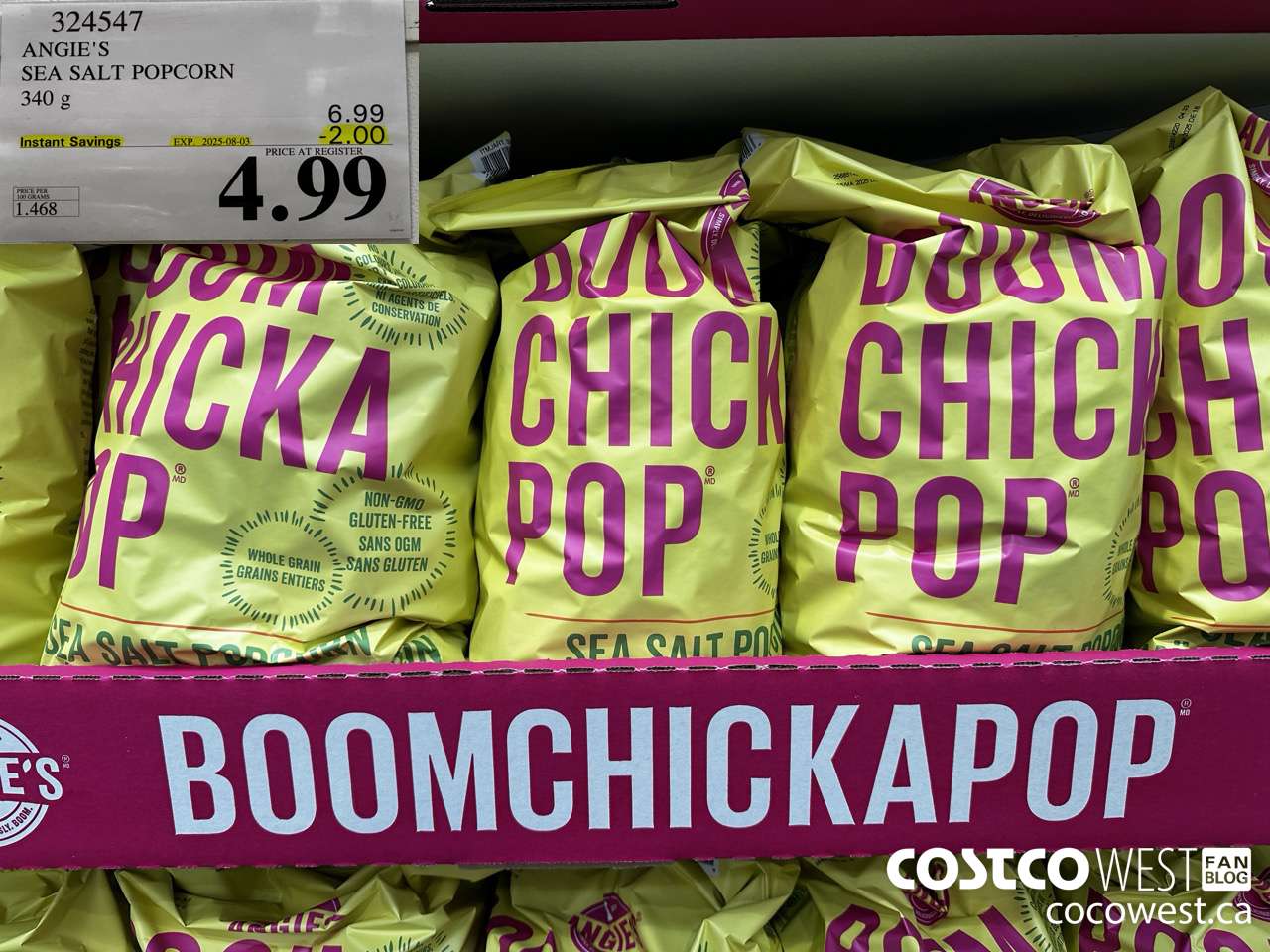 324547 ANGIE'S SEA SALT POPCORN 340 G ($2.00 INSTANT SAVINGS EXPIRES ON 2025-08-03) $4.99