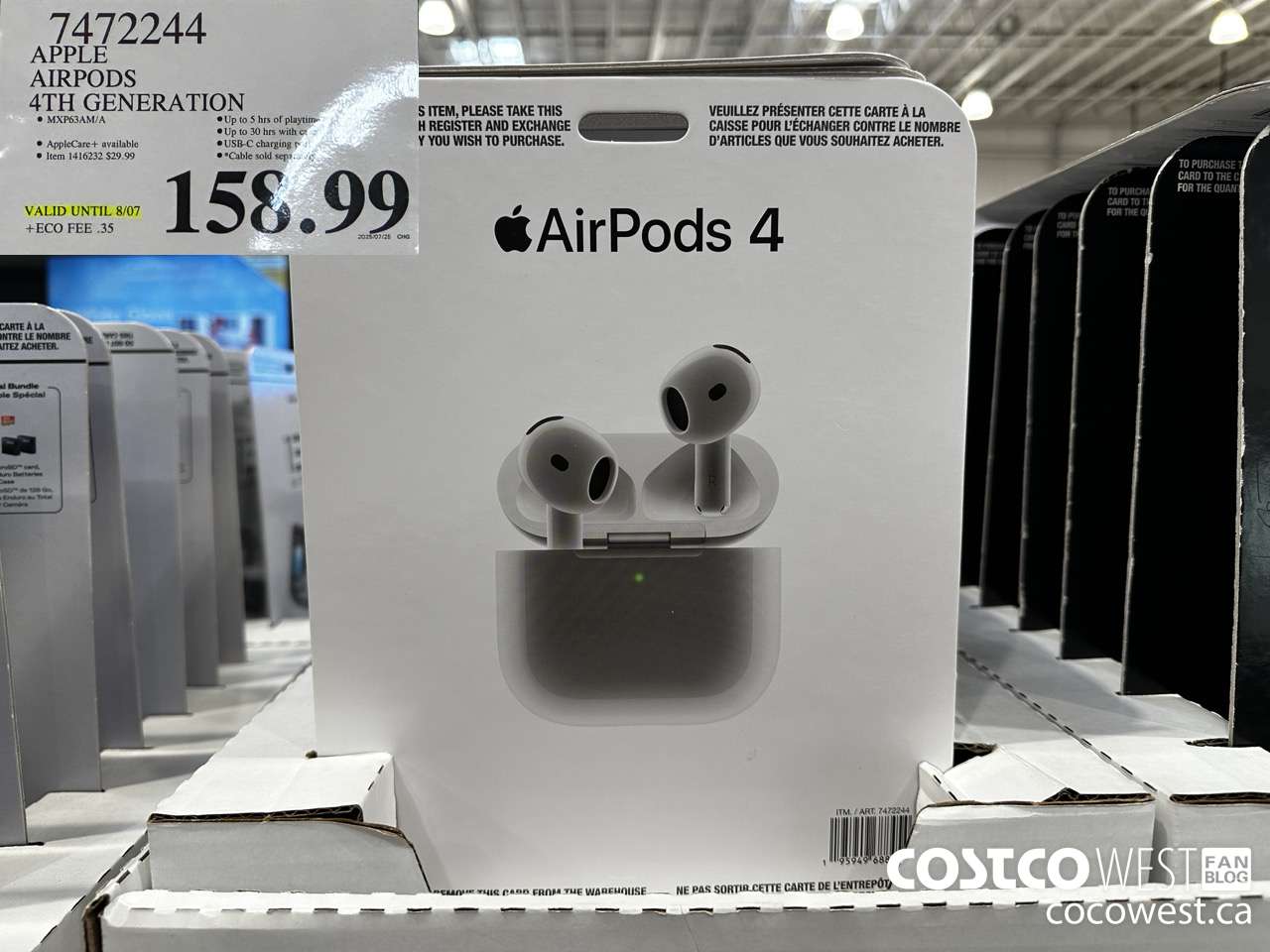 7472244 APPLE AIRPODS 4TH GENERATION (EXPIRES ON 2025-08-07) $158.99
