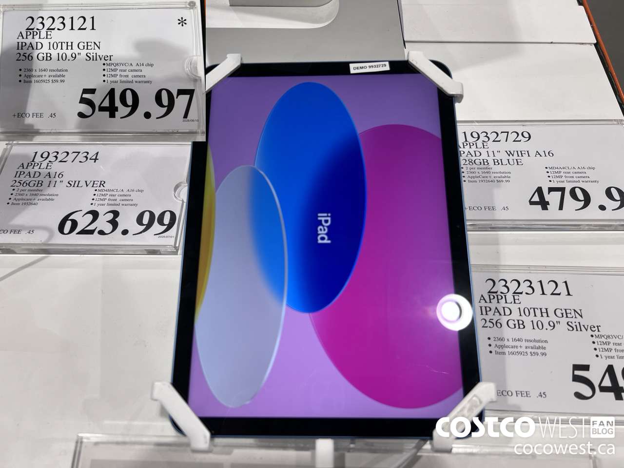 2323121 APPLE IPAD 10TH GEN 256GB SILVER MPQ83VC/A $549.97