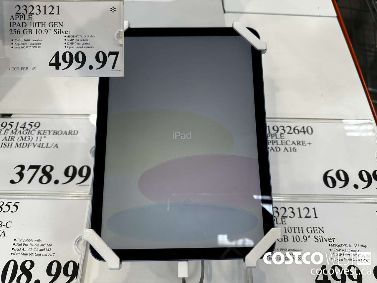 2323121 APPLE IPAD 10TH GEN 256GB SILVER MPQ83VC/A $499.97