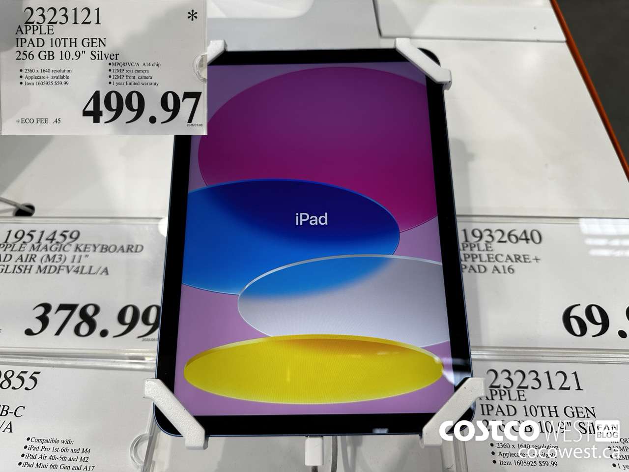 2323121 APPLE IPAD 10TH GEN 256GB SILVER MPQ83VC/A $499.97