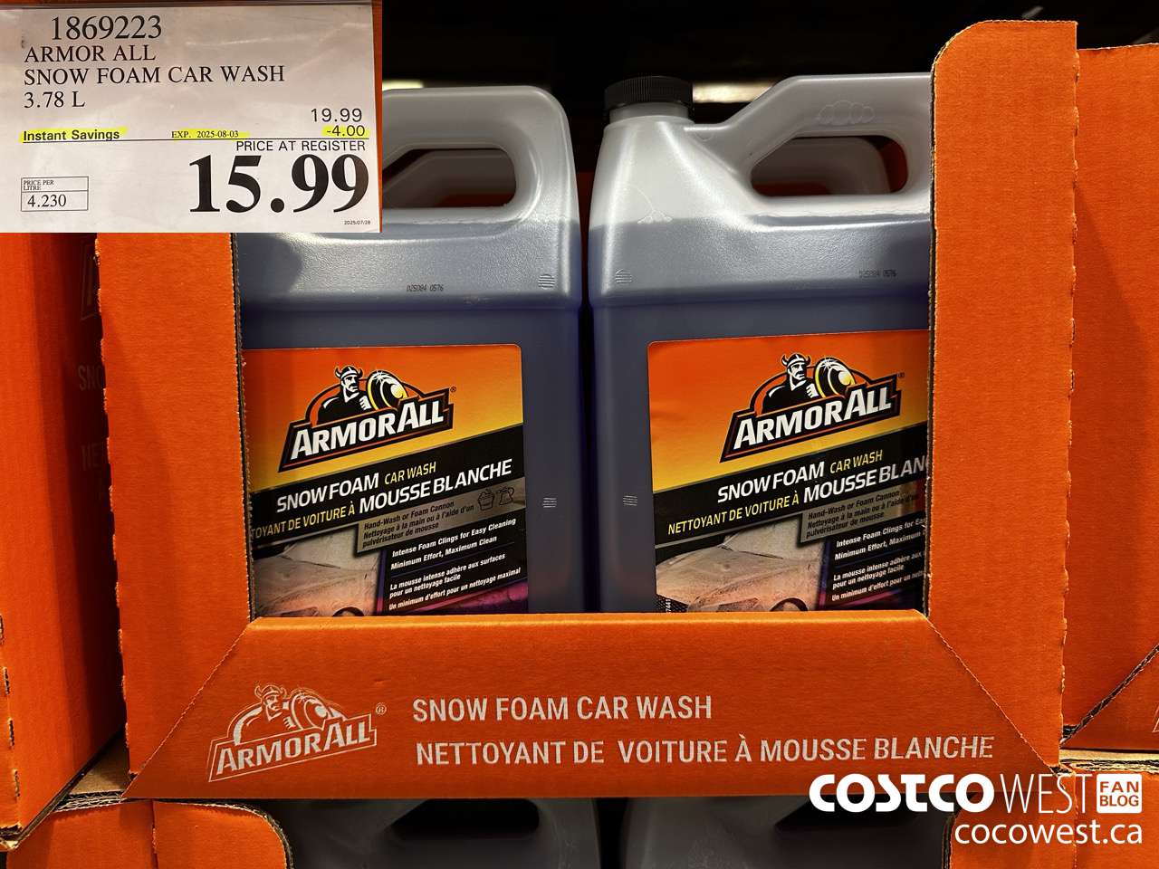 1869223 ARMOR ALL SNOW FOAM CAR WASH 3.78L ($4.00 INSTANT SAVINGS EXPIRES ON 2025-08-03) $15.99