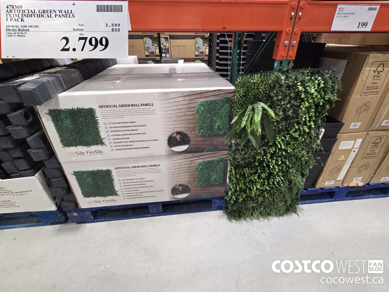478369 ARTIFICIAL GREEN WALL 1X1M INDIVIDUAL PANELS 5 PACK ($800.00 INSTANT SAVINGS EXPIRES ON 2025-06-02) $2799.00
