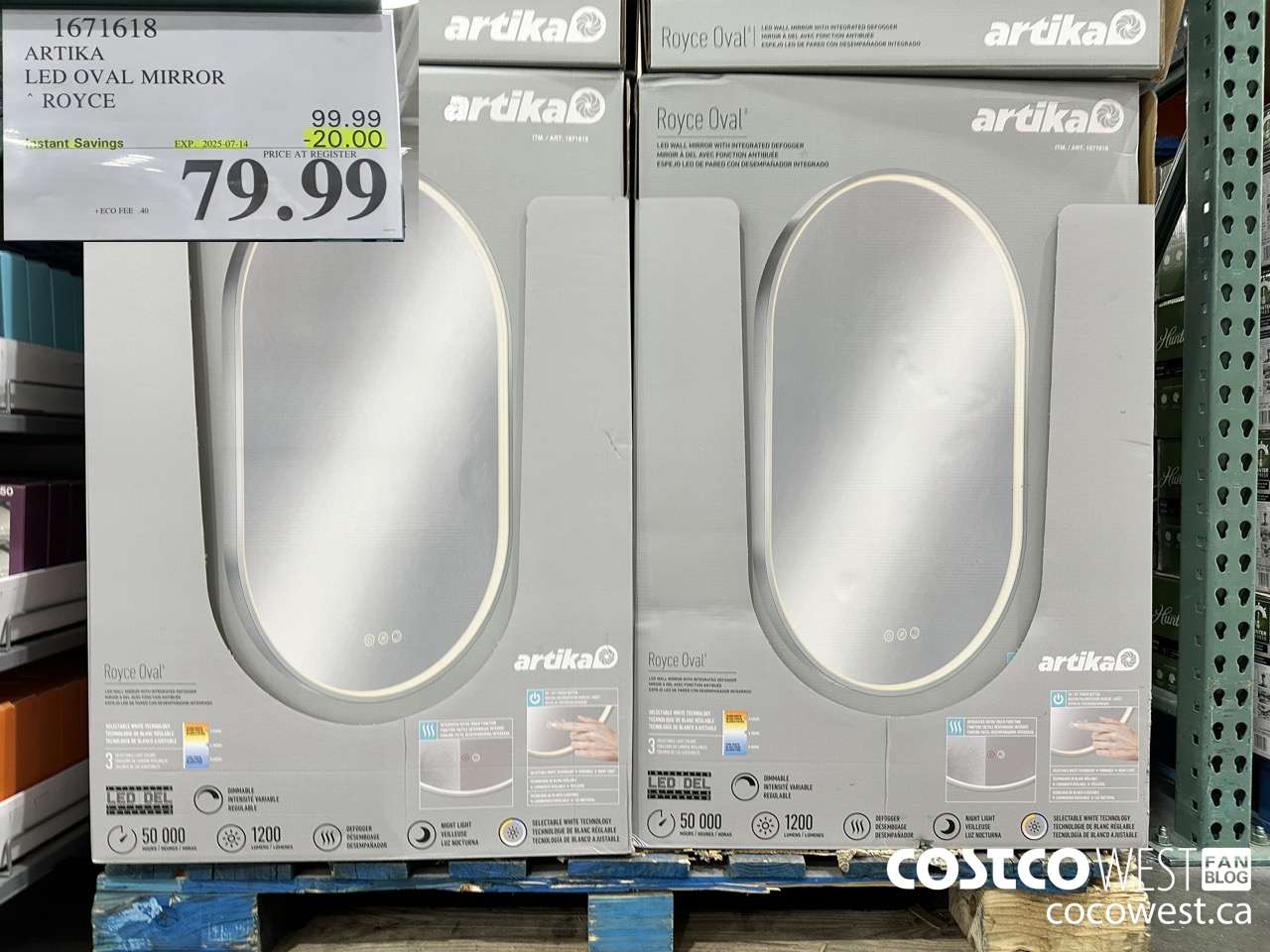 1671618 ARTIKA LED OVAL MIRROR ROYCE ($20.00 INSTANT SAVINGS EXPIRES ON 2025-07-14) $79.99