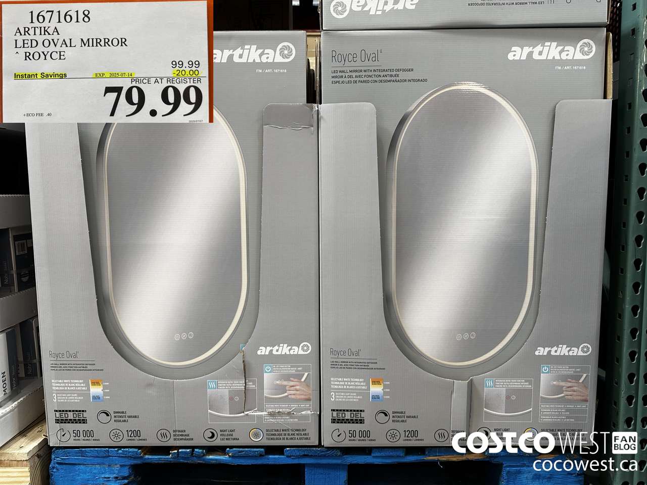 1671618 ARTIKA LED OVAL MIRROR ROYCE ($20.00 INSTANT SAVINGS EXPIRES ON 2025-07-14) $79.99