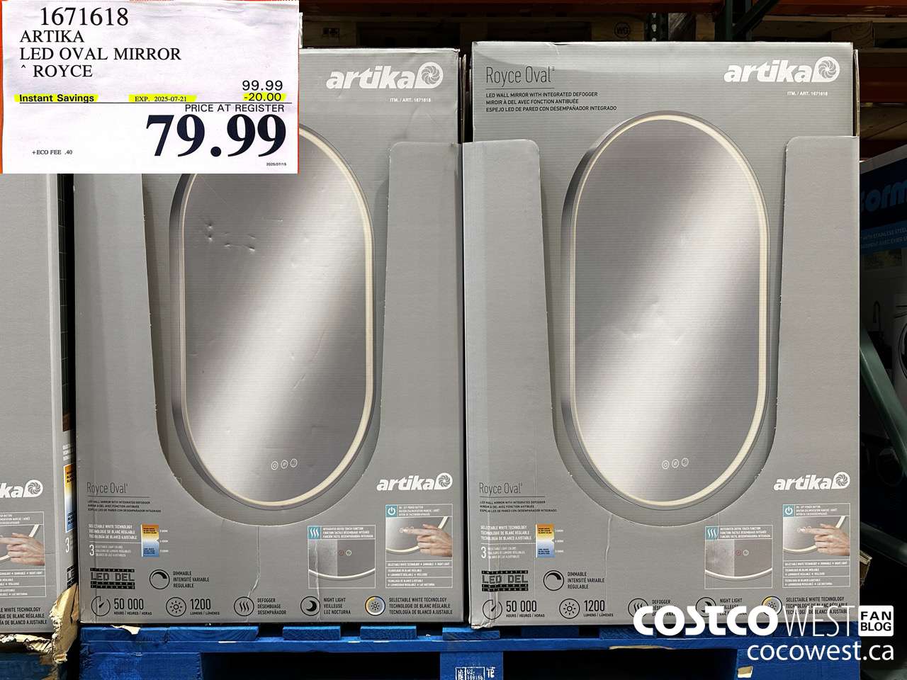 1671618 ARTIKA LED OVAL MIRROR ROYCE ($20.00 INSTANT SAVINGS EXPIRES ON 2025-07-21) $79.99